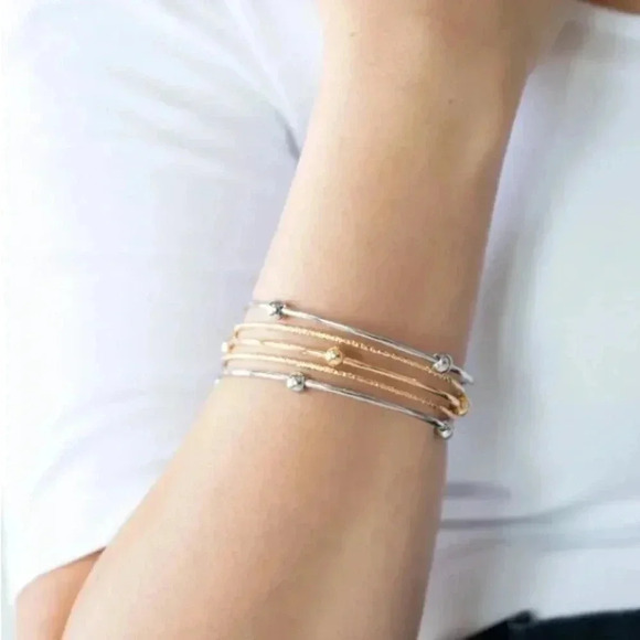 Paparazzi Stellar Orbit  Gold and Silver Multi Bracelet - Picture 1 of 2